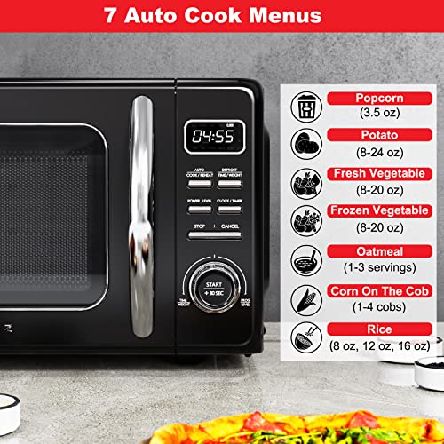 GLCMKZ09BKR09 Retro Countertop Microwave Oven with Auto Cook & Reheat