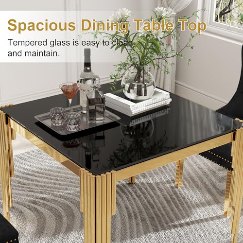 35'' Modern Square Glass Dining Table for 4 People