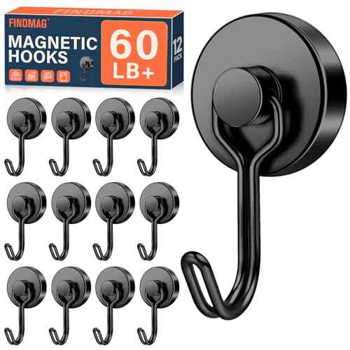 60 LB+ Magnetic Hooks (12 Count)