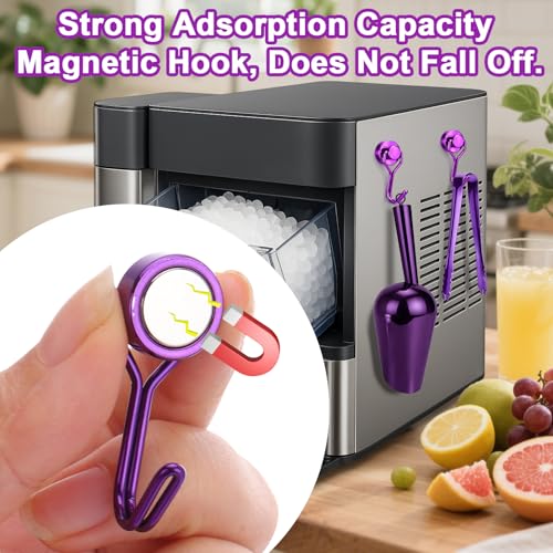 Stainless Steel Ice Scoop for Freezer with Magnetic Hook & Ice Tongs