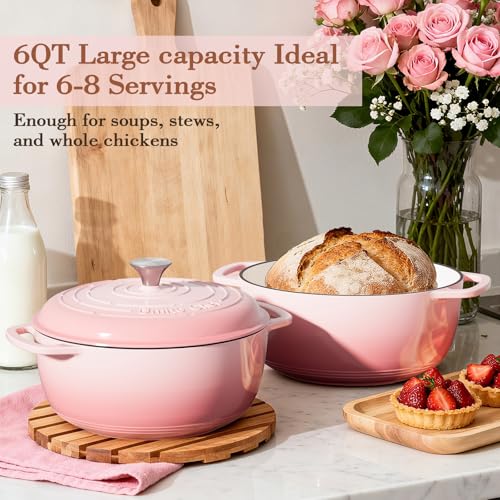 6QT Enameled Cast Iron Dutch Oven with Lid
