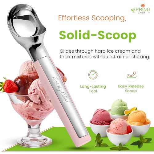 Heavy Duty Metal Ice Cream Scoop with Soft Grip Handle