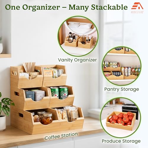 3 Tier Bamboo Pantry Storage Bins (3 Count)