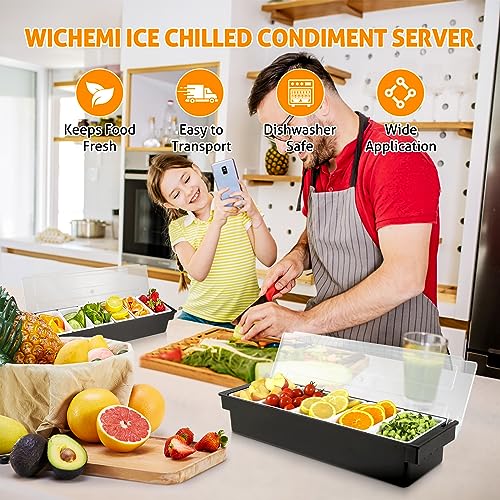 Ice Chilled Condiment Caddy with 5 Removable Trays and Lids (45.8562 Ounce)