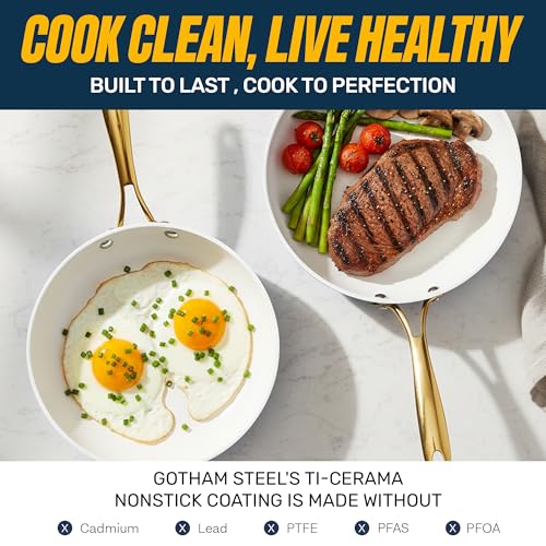 20pcs Pots and Pans Set Non Stick Ceramic Cookware Set with Deep Frying Pan Set & 6pc Knife Set