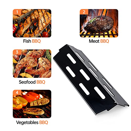 Porcelain Enameled Grill Flavorizer Bar Heat Plates with 2 Pack Stainless Steel Cooking Grates Grill Replacement Parts for Weber Genesis II 300 Series E