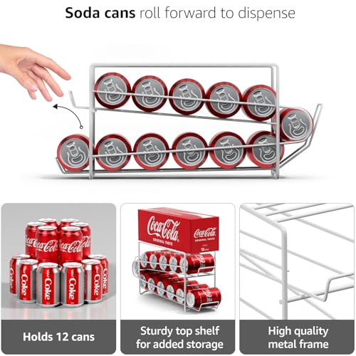 Soda Can Dispenser Rack for Fridge (12 Count)