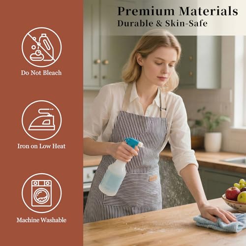 2 Pack Cooking Aprons Adjustable Bib Apron for Women with 2 Pockets (2 Count)
