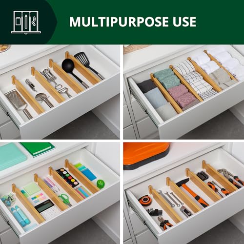 Bamboo Drawer Dividers Organizers (4 Count)