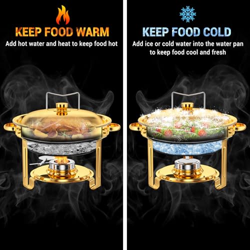 Round Chafing Dishes for Buffet 5 Qt (4 Count (5 Qt each))