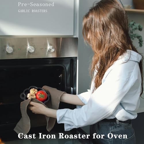 Pre Seasoned Cast Iron Smoker & Garlic Roaster with Airflow Lid