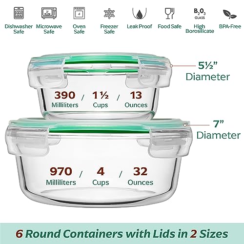 Round Glass Food Containers (12 Count)