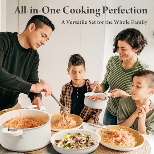 22 Piece Pots and Pans Set Non Stick with Removable Handles