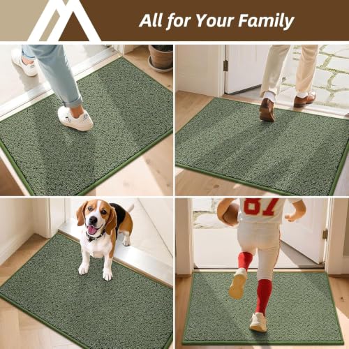 Dirt Trapper Door Mat 36"x60" Non Slip Washable Green