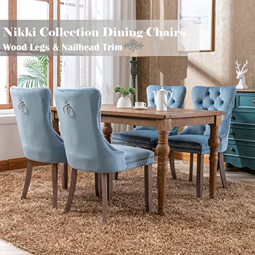Light Blue Velvet Dining Chairs Set of 6 (6 Count)