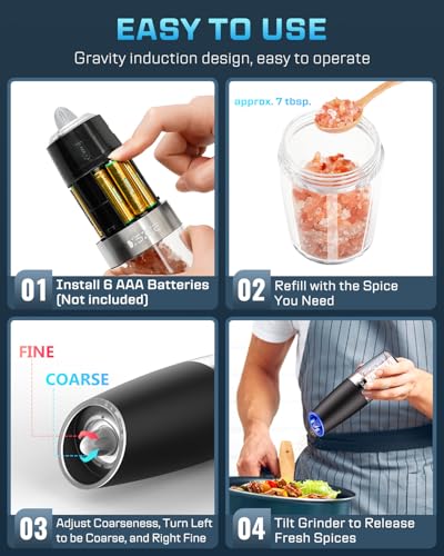 Gravity Electric Pepper and Salt Grinder Set (2 Count)