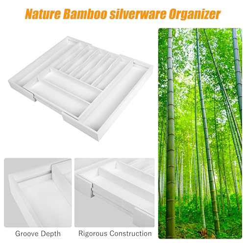 Large Premium Bamboo Silverware Organizer