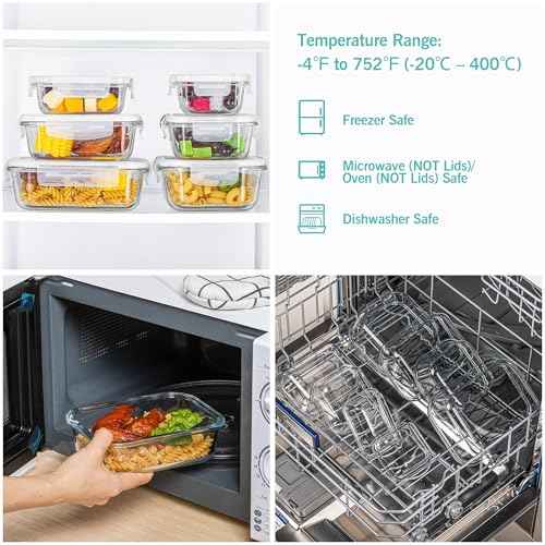 8 Pack Glass Food Storage Containers with Airtight Lids (8 Count)