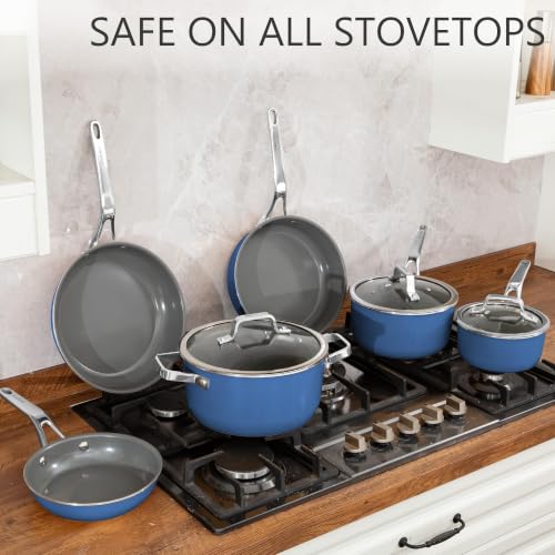 Blue 10 Piece Ceramic Cookware Set