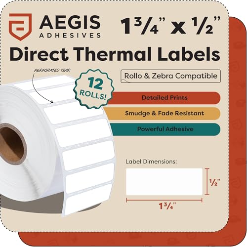 1.75" X 0.5" Direct Thermal Labels (12 Count)