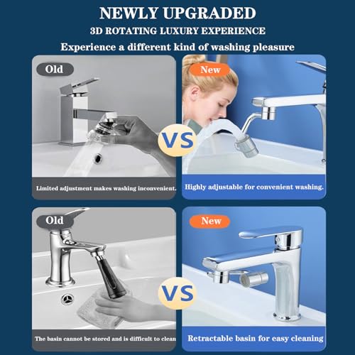 Universal Sink Faucet 1440° Rotatable Faucet Aerator Extension