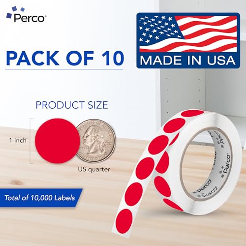Red Perforated Round Circle Dot Sticker 1 (10 Count)