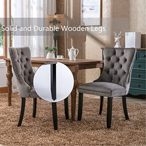 Grey Velvet Dining Chairs Set of 6