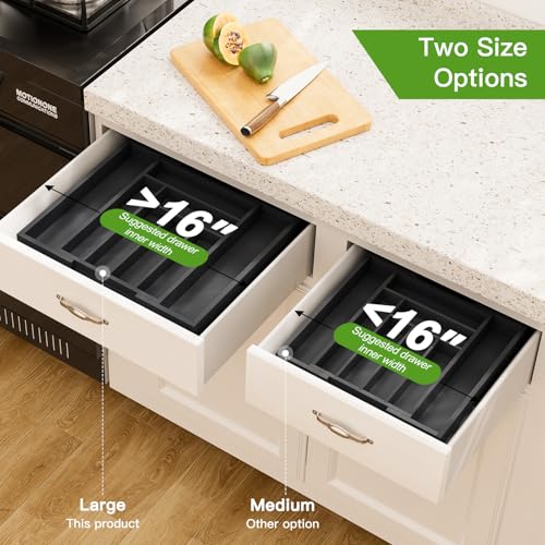 Bamboo Expandable Drawer Organizer for Utensils Holder