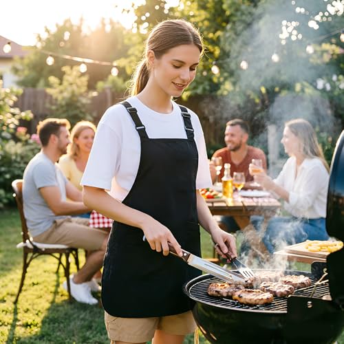 Waterproof Reversible Adjustable Bib Apron with 6