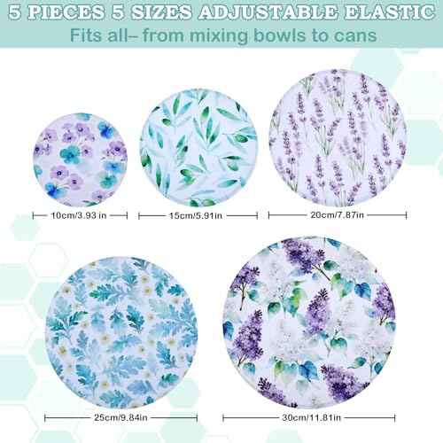 5Pcs Reusable Beeswax Elastic Bowl Covers for Bread Proofing and Food Cover (5 Count)