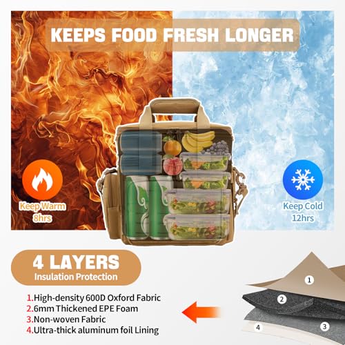 Tactical Lunch Box for Men Expandable 18L Heavy Duty Military Insulated Cooler Bag
