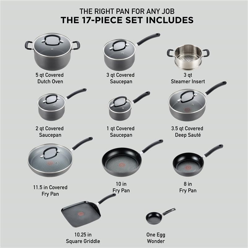 Ultimate Hard Anodized Nonstick Pots and Pans Set 17 Piece
