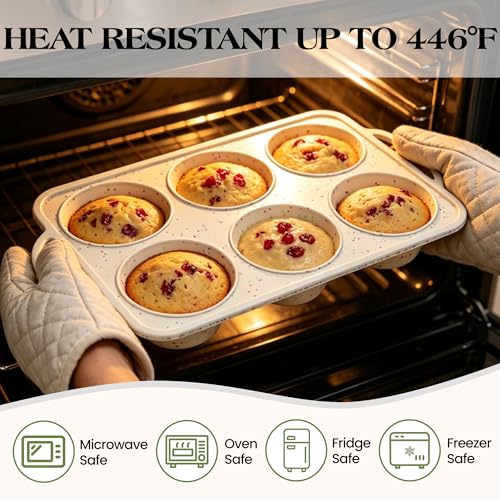 6 Cup Jumbo Muffin Pan for Baking with Metal Frame Nonstick
