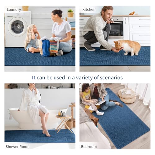 Extra Long Kitchen Runner Rugs Kitchen Mat Non Slip Blue 17"x95"