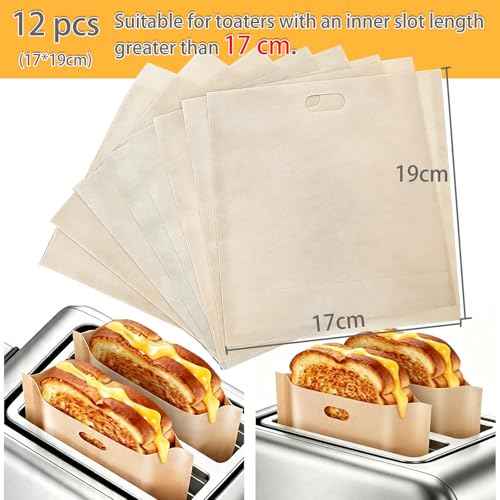 Reusable Non Stick Toaster Bags 12 Pack (12 Count)
