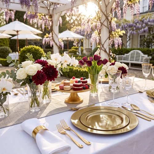 102 Pcs Solid Dark Gold Plastic Plates (51 Count)