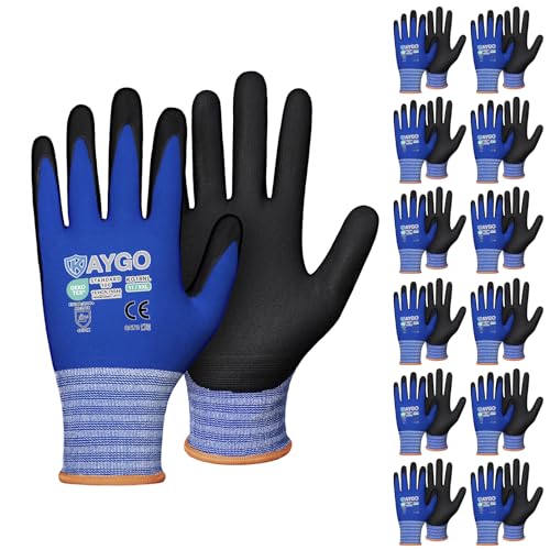 Safety Work Gloves MicroFoam Nitrile Coated (12 Count)
