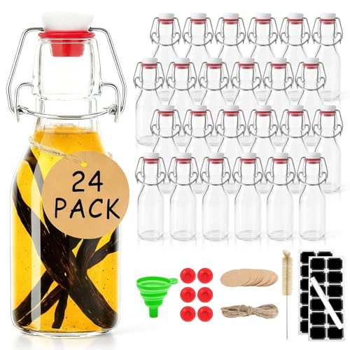 24pack 4oz Swing Top Glass Bottles with Airtight Lids for Vanilla (24 Count)