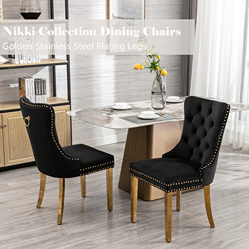 Black and Gold Velvet Dining Chairs Set of 2 (2 Count)