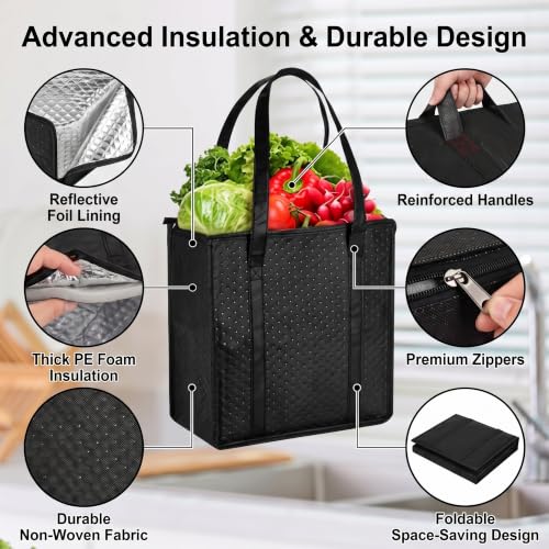 4 Pcs Insulated Grocery Bags Reusable (4 Count)