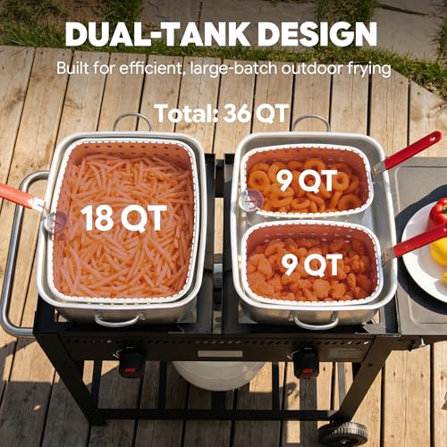 Outdoor Propane Deep Fryer with Movable Cart