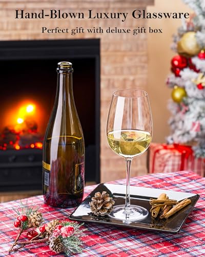 Hand Blown Italian Style Crystal White or Red Wine Glasses (4 Count)