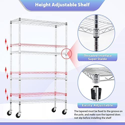 4 Tier Wire Shelf with Wheels (4 Count)