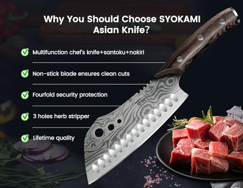 Cleaver Chef Knife with Herb Stripper