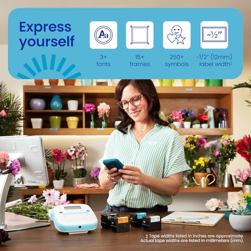 P-Touch PT-N25BT Personal Connected Label Maker, Bluetooth, Design&Print2 app, Portable, Handheld and Prints with P-Touch Btag½â€ (12mm) Wide Color Label Tapes