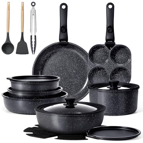 Pots and Pans Set Detachable Handle Cookware Sets Kitchen Cooking Set