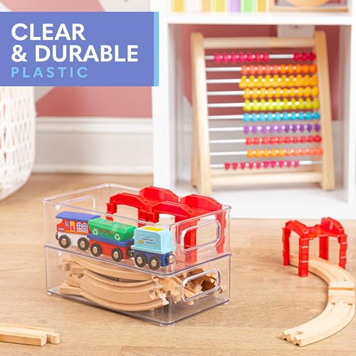 Plastic Food Storage Clear Container Bin with Handles for Organizing Kitchen