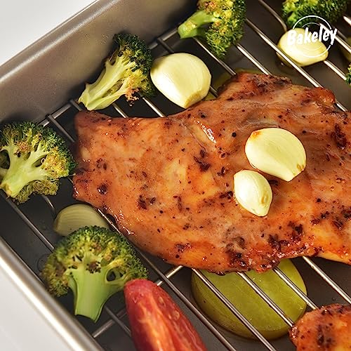 13 Inch Baking Pan With Rack Carbon Steel Nonstick Tray for Oven Roasting