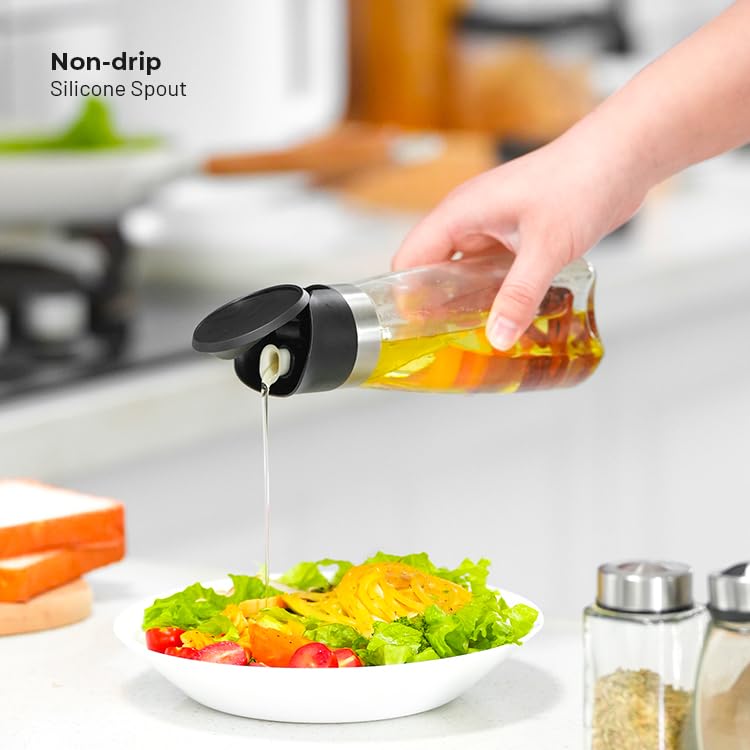 Premium Glass Olive Oil and Vinegar Dispenser Bottles Set