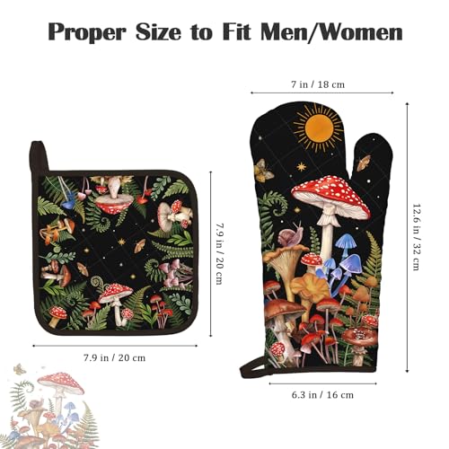 Mushroom Oven Mitts and Pot Holders Set (4 Count)